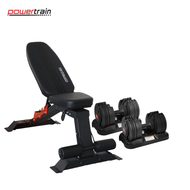 Powertrain GEN2 40KG Adjustable Dumbbell Set with Heavy-Duty FID Bench Image 3