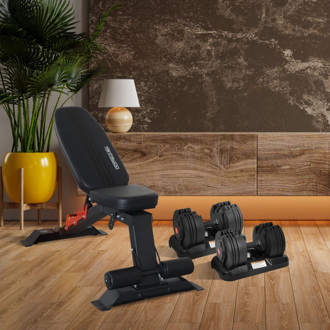 Powertrain GEN2 40KG Adjustable Dumbbell Set with Heavy-Duty FID Bench Image 6