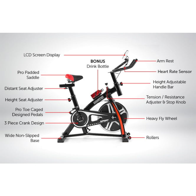 Powertrain XJ-91 Home Gym Flywheel Exercise Spin Bike - Black Image 2