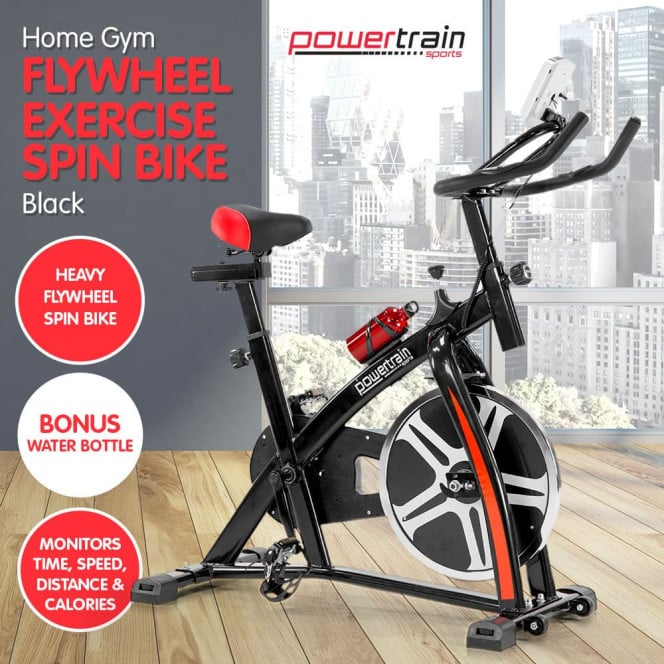 Powertrain XJ-91 Home Gym Flywheel Exercise Spin Bike - Black