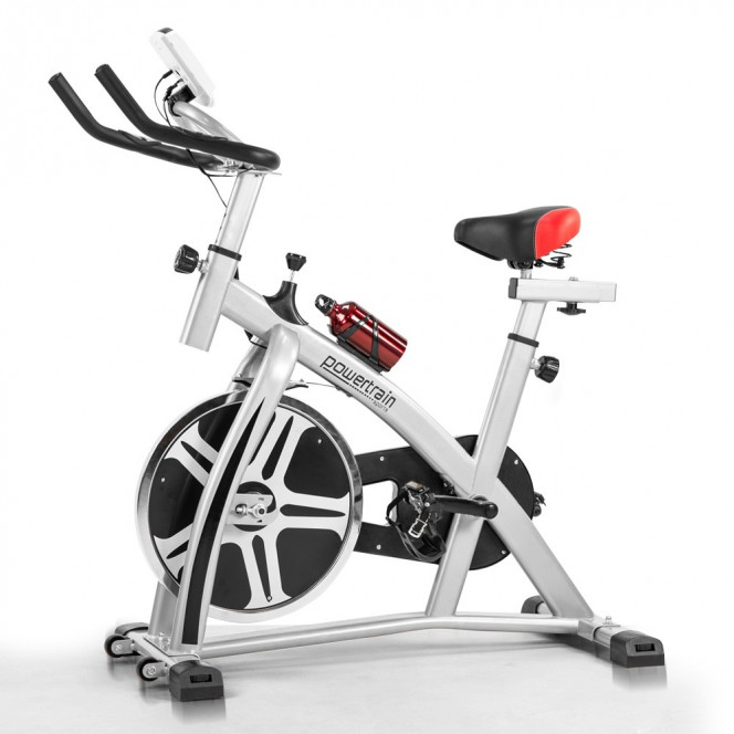 Powertrain XJ-91 Home Gym Flywheel Exercise Spin Bike - Silver