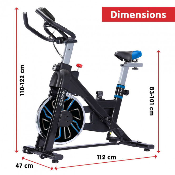Powertrain RX-600 Exercise Spin Bike - Blue Image 9