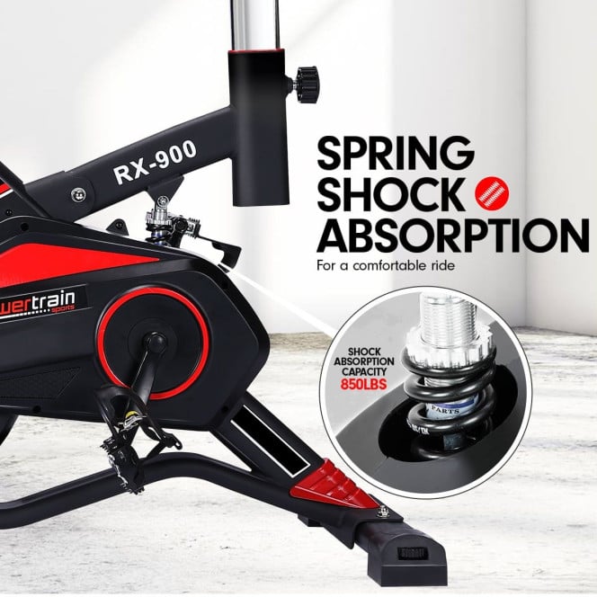 Powertrain RX-900 Exercise Spin Bike Cardio Cycling - Red Image 8