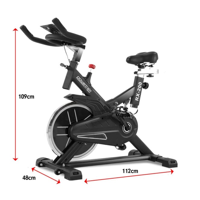 Powertrain RX-200 Exercise Spin Bike Cardio Cycling - Black Image 10