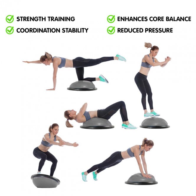 Powertrain Fitness Yoga Ball Home Gym Workout Balance Trainer - Grey Image 6