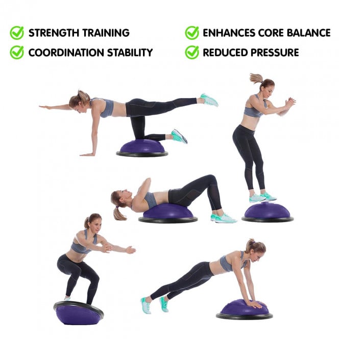 Powertrain Fitness Yoga Ball Home Gym Workout Balance Trainer - Purple Image 5
