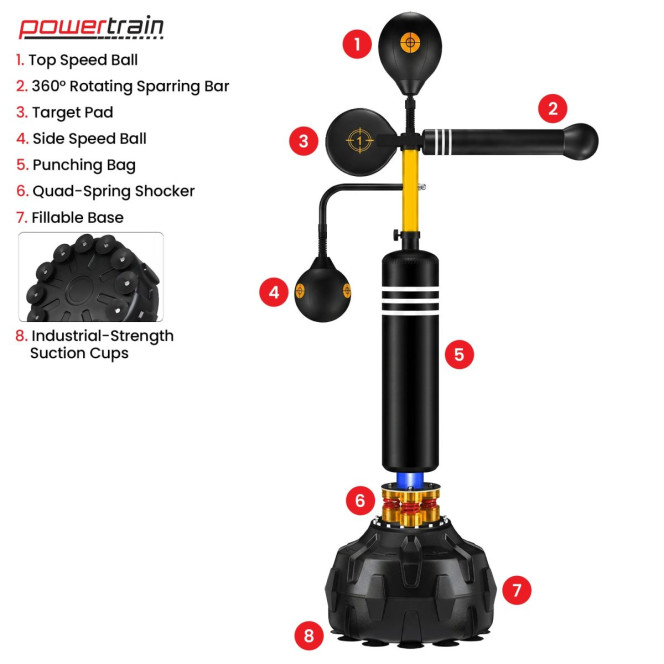 Powertrain Freestanding Boxing Trainer 5 in 1 Reflex Training System Image 3