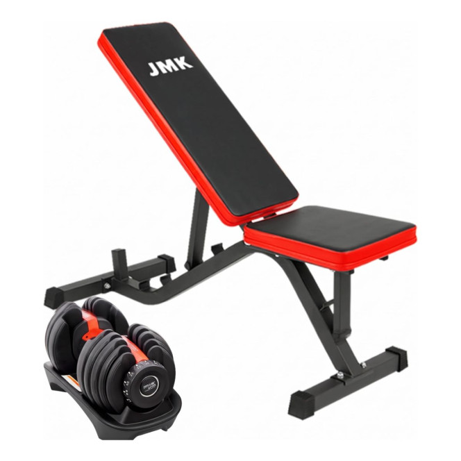 Powertrain 24kg Adjustable Dumbbell Home Gym Exercise Bench Weights Image 2