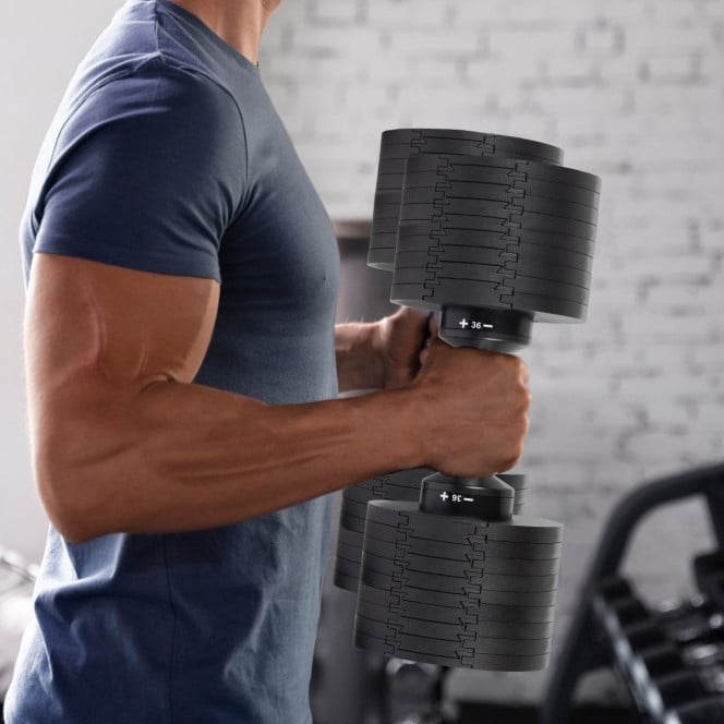 Powertrain Eon 36kg Dial-Up Adjustable Dumbbell Home Gym Weights Image 11