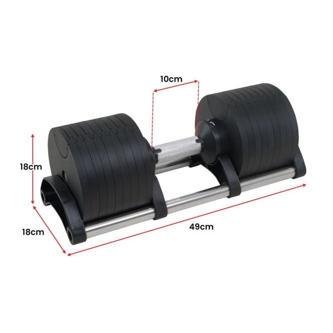 Powertrain Eon 36kg Dial-Up Adjustable Dumbbell Home Gym Weights Image 4
