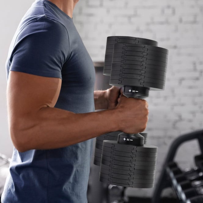 Powertrain 2x 36kg Eon Dial-Up Adjustable Dumbbell Set with Stand Image 10