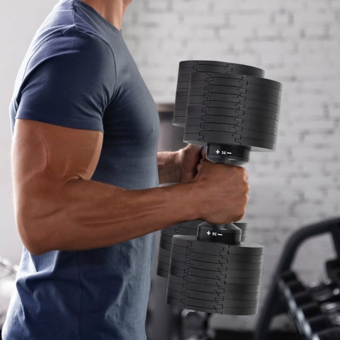 Powertrain Eon 2 x 36kg Dial-Up Adjustable Dumbbell Home Gym Weights Image 9