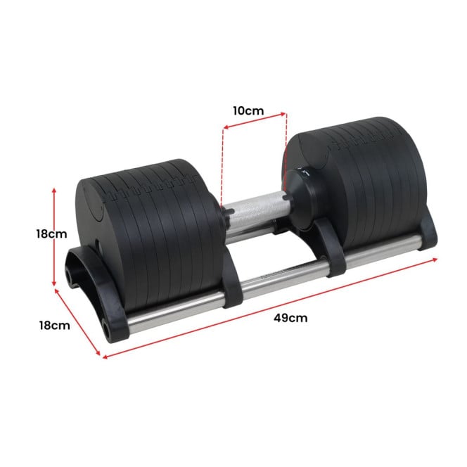 Powertrain Eon 2 x 36kg Dial-Up Adjustable Dumbbell Home Gym Weights Image 4