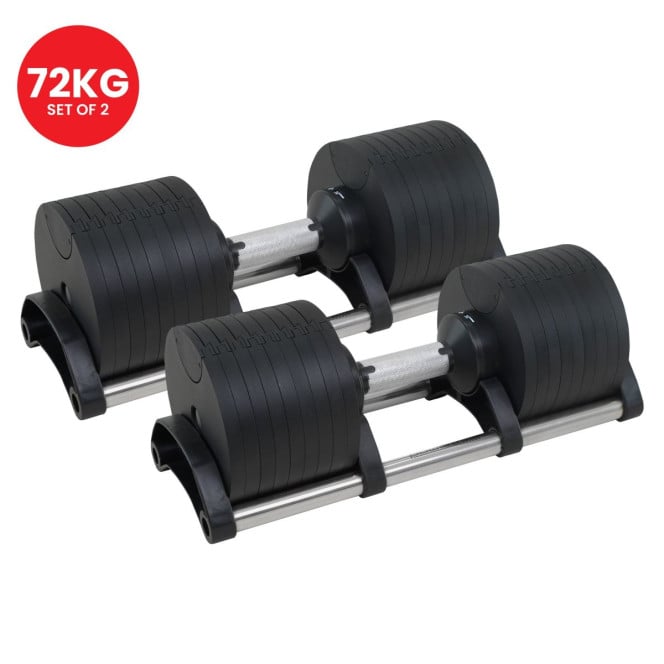 Powertrain Eon 2 x 36kg Dial-Up Adjustable Dumbbell Home Gym Weights Image 11