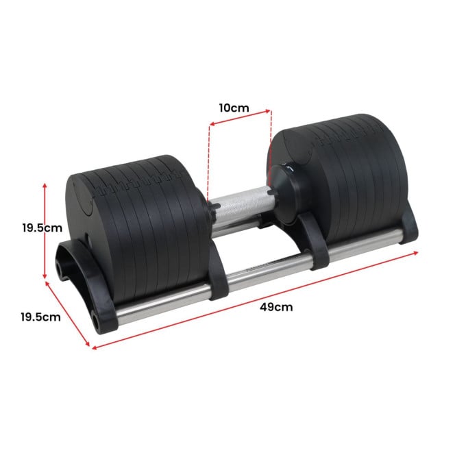 Powertrain Eon 2 x 45kg Adjustable Dumbbell Home Gym 9 Strength Training Safety Lock System Building & Fitness Workouts Image 4