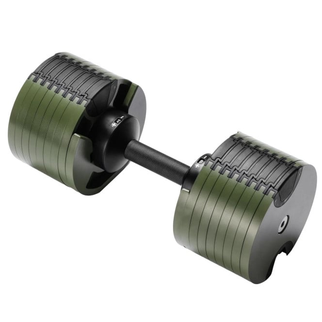 Powertrain Eon 45kg Adjustable Dumbbell Fast Dial Selector 5-45kg Home Gym Strength Training Free Weight - Green Image 3
