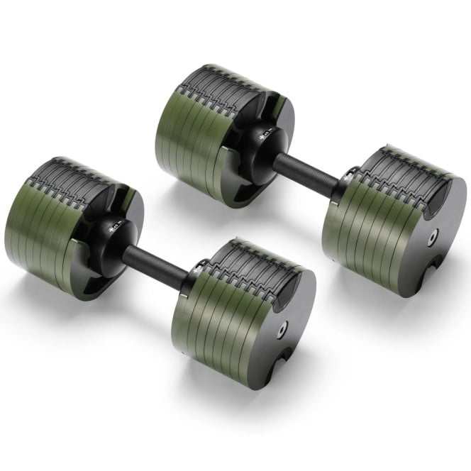 Powertrain Eon 90kg Adjustable Dumbbells Pair (2x 45kg) Quick Dial Strength Training Free Weights for Home Gym, Green Image 3