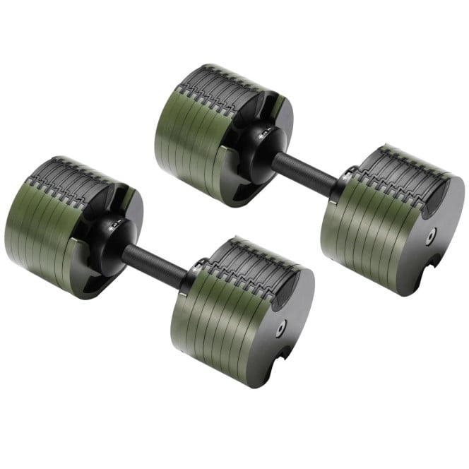 Powertrain Eon Dial-Up 90KG Adjustable Dumbbells Pair - Green Image 4