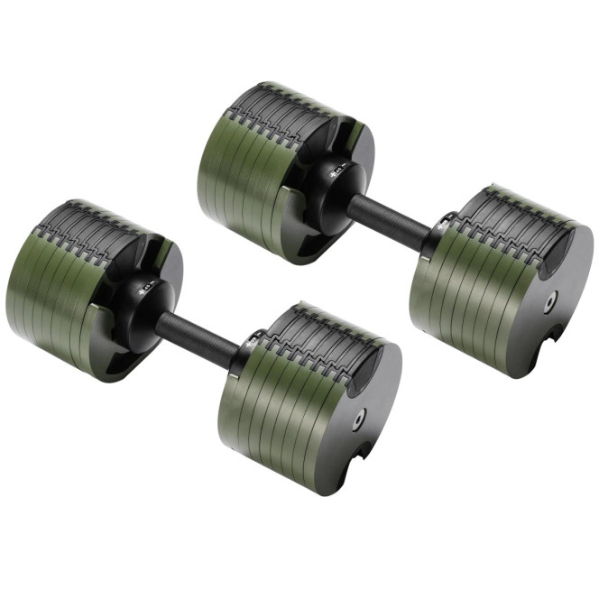 Powertrain Eon 90kg Adjustable Dumbbells Pair (2x 45kg) Quick Dial Strength Training Free Weights for Home Gym, Green Image 5