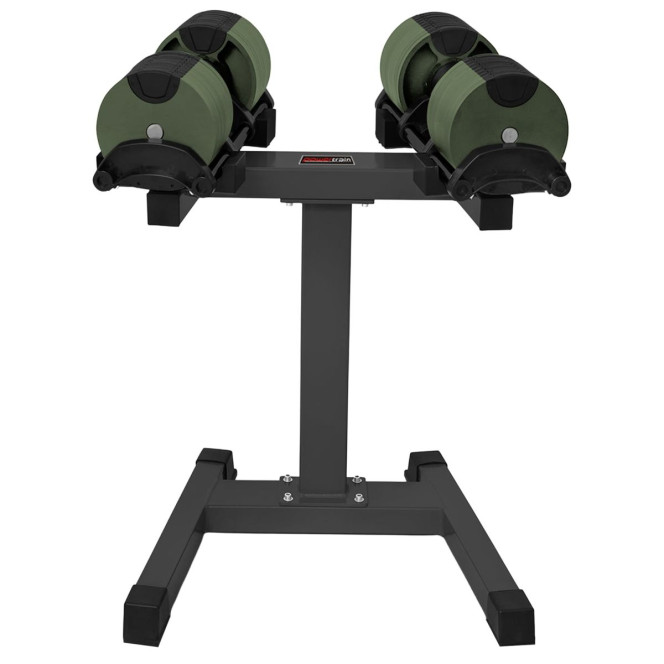 Powertrain Eon Dial-Up 90KG Adjustable Dumbbells Pair with Stand  - Green Image 6