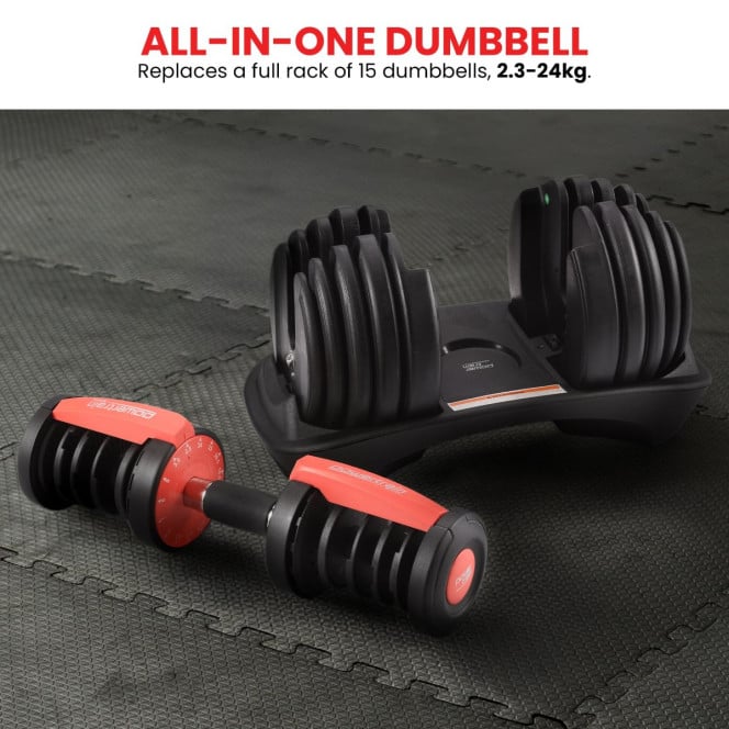 Powertrain 24kg Adjustable Dumbbells 15-in-1 Home Gym Weights  Red Image 5