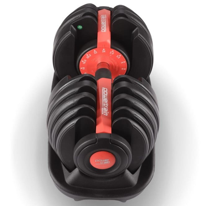 Powertrain 24kg Adjustable Dumbbells 15-in-1 Home Gym Weights  Red Image 10
