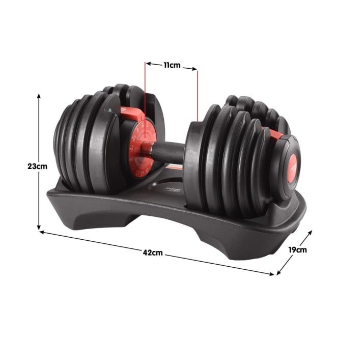 Powertrain 48kg Adjustable Dumbbells 15-in-1 Home Gym Weights  Red Image 3
