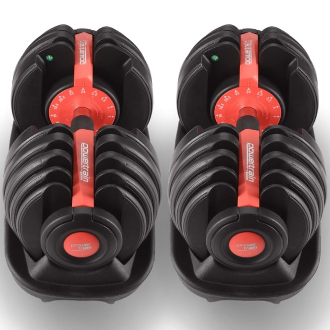 Powertrain 48kg Adjustable Dumbbells 15-in-1 Home Gym Weights  Red Image 10