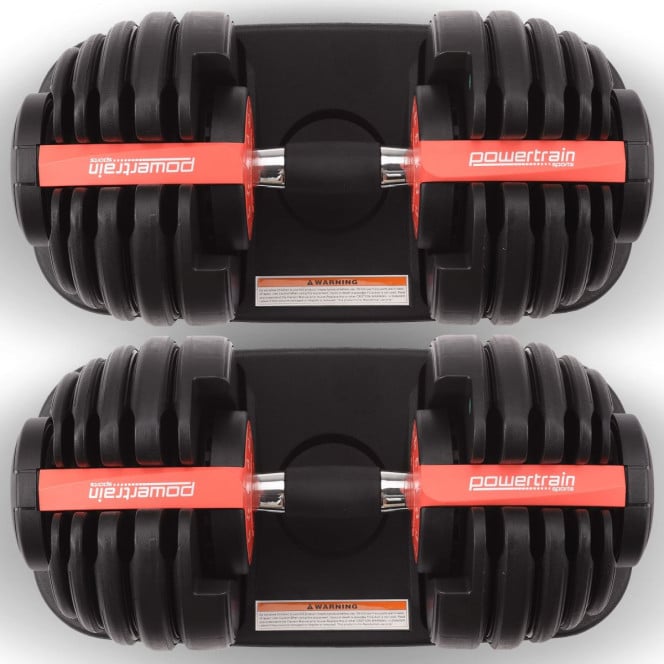 Powertrain 48kg Adjustable Dumbbells with Dumbbell Stand  Red Image 13