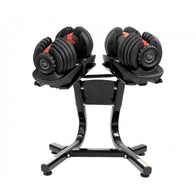 Powertrain 2x 24kg Adjustable Dumbbells Home Gym Weights with Stand Image 2