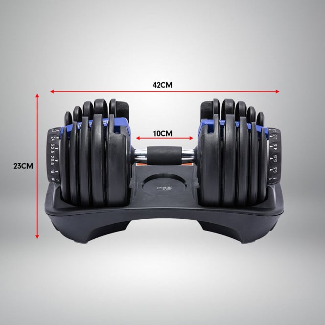 48KG Powertrain Adjustable Dumbbell Set With Stand Blue Image 8