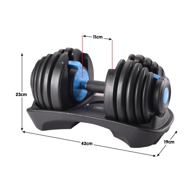 Powertrain 2x 24kg Blue Home Gym Adjustable Dumbbells Weights Image 3