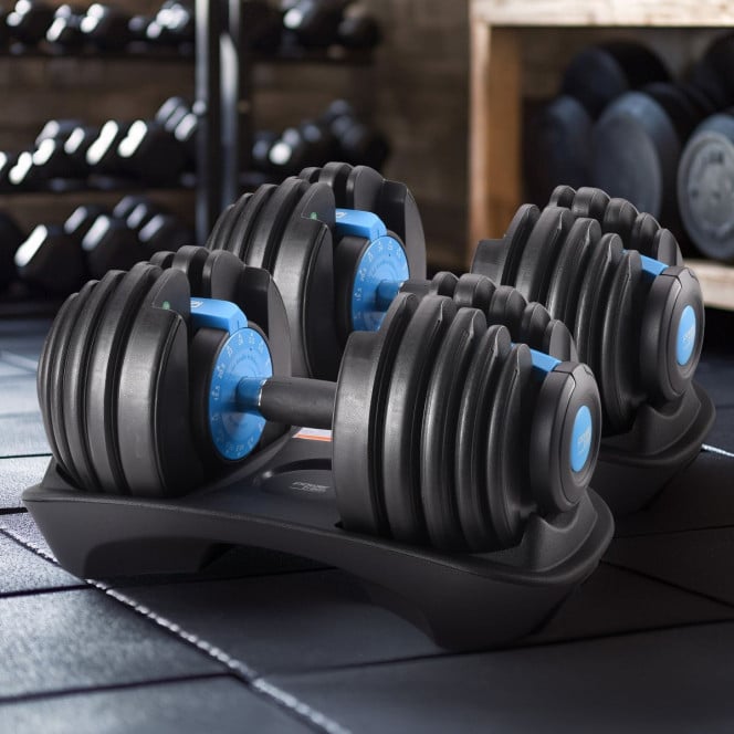Powertrain 2x 24kg Blue Home Gym Adjustable Dumbbells Weights Image 11