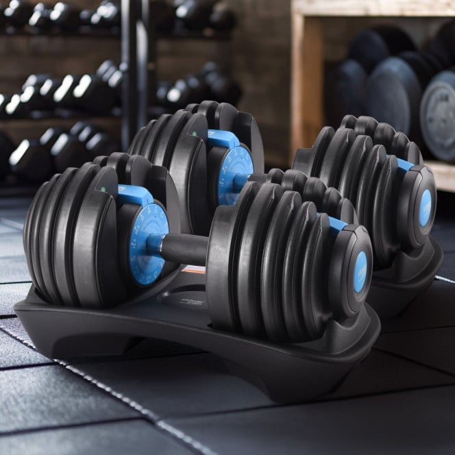 Powertrain 2x 24kg Blue Home Gym Adjustable Dumbbells Weights Image 12