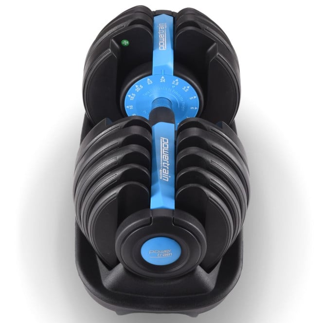 Powertrain 24kg Adjustable Dumbbell Home Gym Exercise Weights Free Workout Blue Image 10