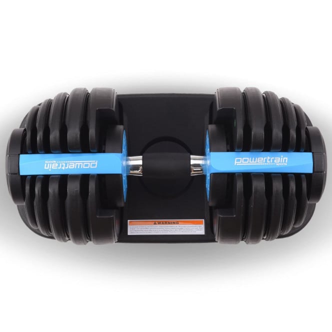 Powertrain 24kg Adjustable Dumbbell Home Gym Exercise Weights Free Workout Blue Image 11