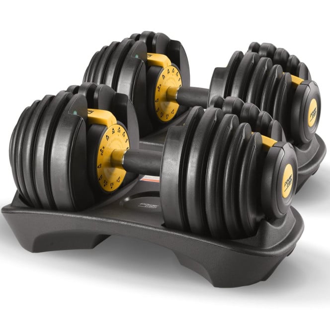 Powertrain 2x 24kg Gold Home Gym Adjustable Dumbbells Weights