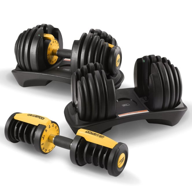 Powertrain 2x 24kg Gold Home Gym Adjustable Dumbbells Weights Image 8