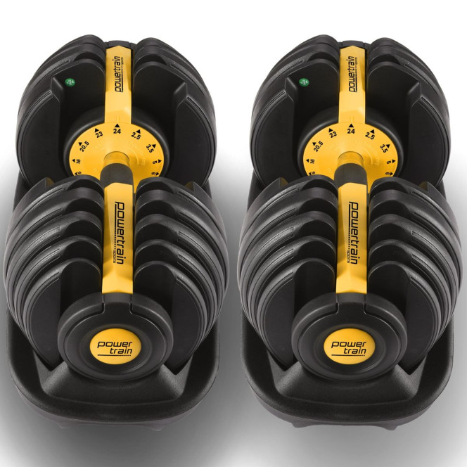Powertrain 2x 24kg Gold Home Gym Adjustable Dumbbells Weights Image 10