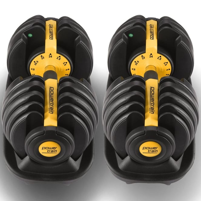 Powertrain 2x 24kg Gold Home Gym Adjustable Dumbbells Weights Image 9