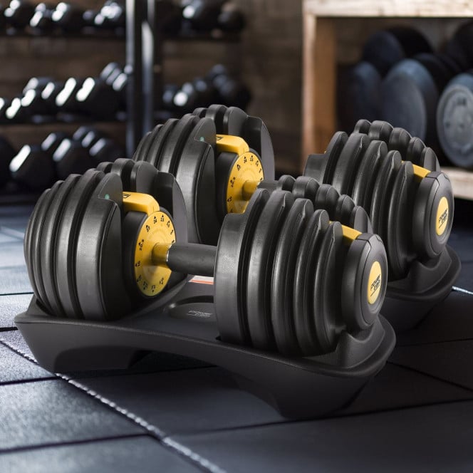 Powertrain 2x 24kg Gold Home Gym Adjustable Dumbbells Weights Image 11