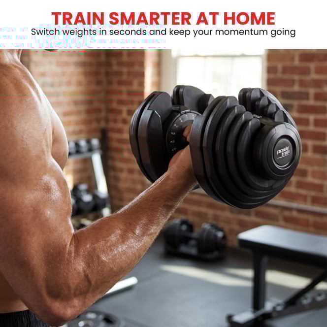 Powertrain 40kg Adjustable Dumbbell Home Gym Weights Image 7