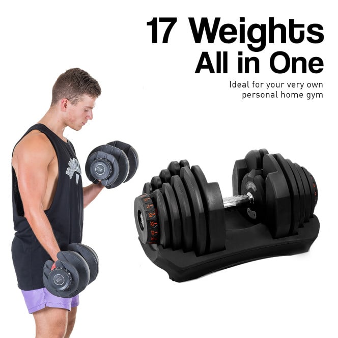 Powertrain 2x 40kg Adjustable Dumbbell Home Gym Weights Image 4