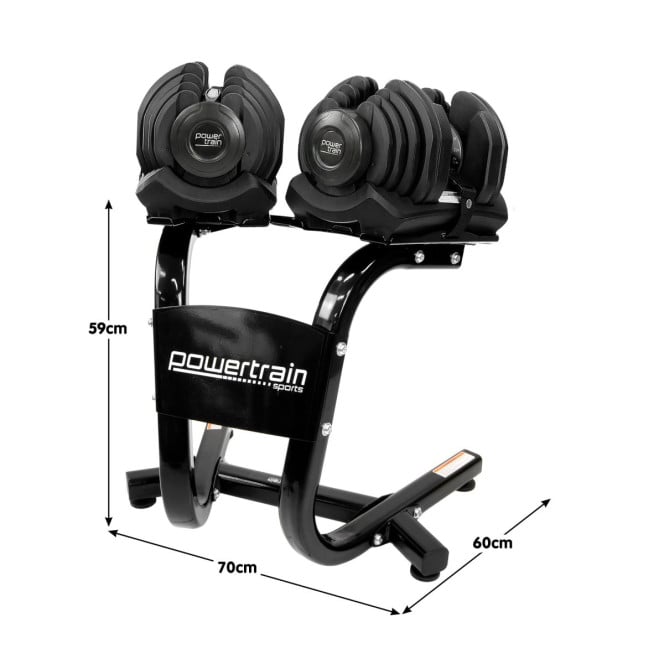 Powertrain 80kg Gen3 Adjustable Dumbbell Home Gym Weights with Stand Image 4