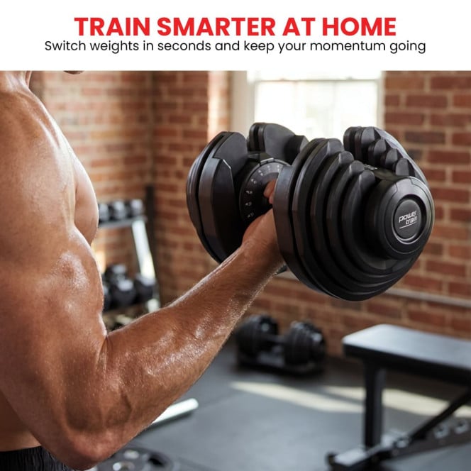 Powertrain 80kg Gen3 Adjustable Dumbbell Home Gym Weights with Stand Image 9