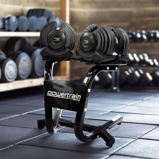 Powertrain 80kg Gen3 Adjustable Dumbbell Home Gym Weights with Stand Image 14