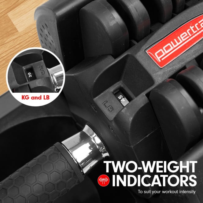 Adjustable Dumbbells 20kg each Powertrain Gen2 Home Gym Image 2