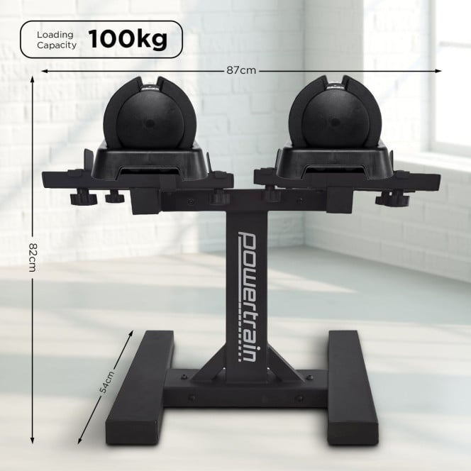 50kg Powertrain GEN2 Pro Adjustable Dumbbell Set with Stand Image 5