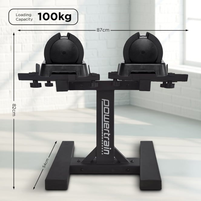 Powertrain 2x GEN2 Pro 25kg Adjustable Dumbbell Set Home Gym Weights with Stand Image 5