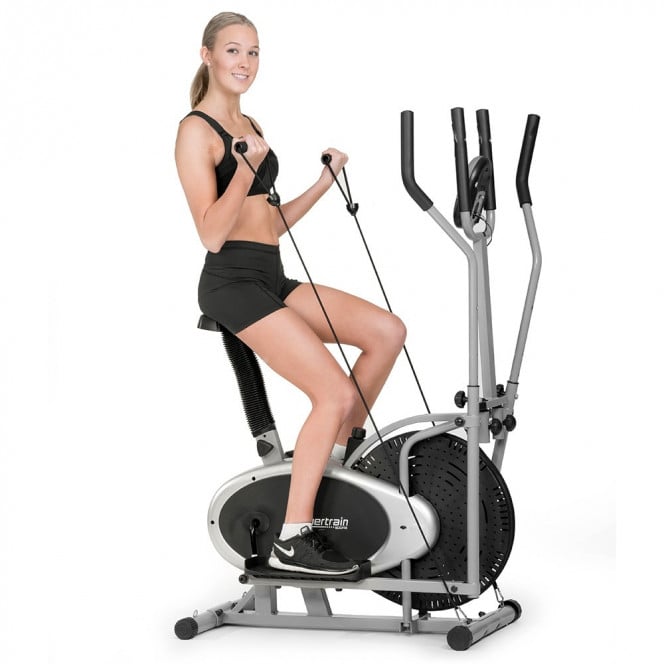 Powertrain 3-in-1 Elliptical Cross Trainer Exercise Bike with Resistance Bands Image 2